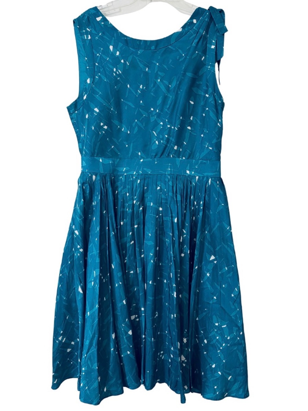 Kate Spade New York Melody Silk Pleated Dress Teal Fit & Flare Size 10 - Picture 6 of 15